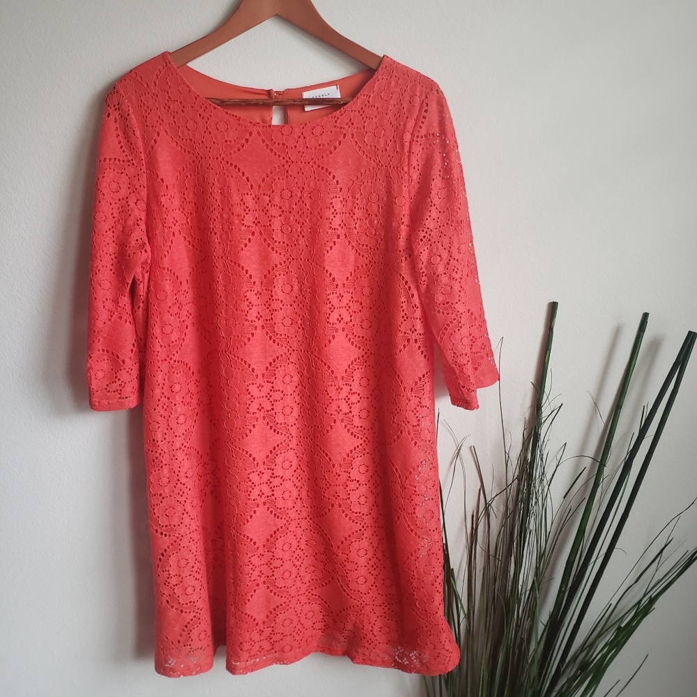 Everly | Orange Lace Tunic 3/4 Sleeve Dress